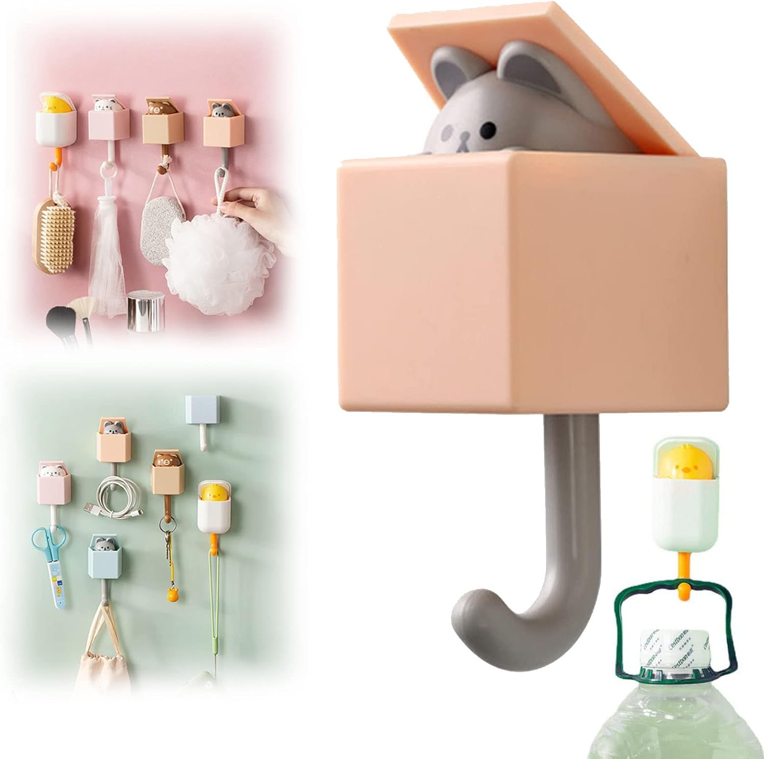 Kreatywny samoprzylepny wieszak na ubrania, uroczy wieszak na klucze w kształcie kota, wyskakujące wieszaki ścienne w kształcie kota, wieszak na kluc