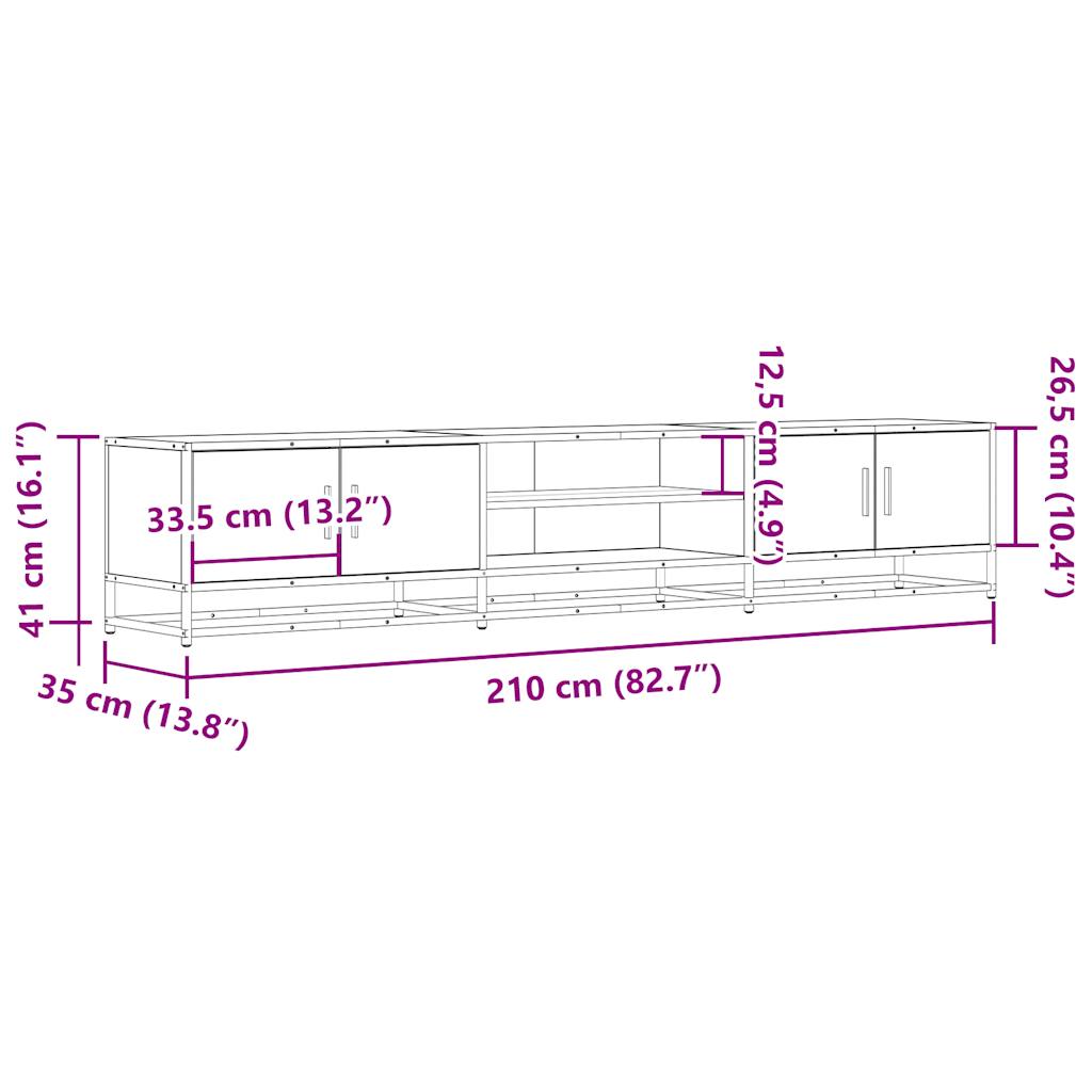 Meuble TV sonoma gris 210x35x41 cm bois d'ingénierie - 9