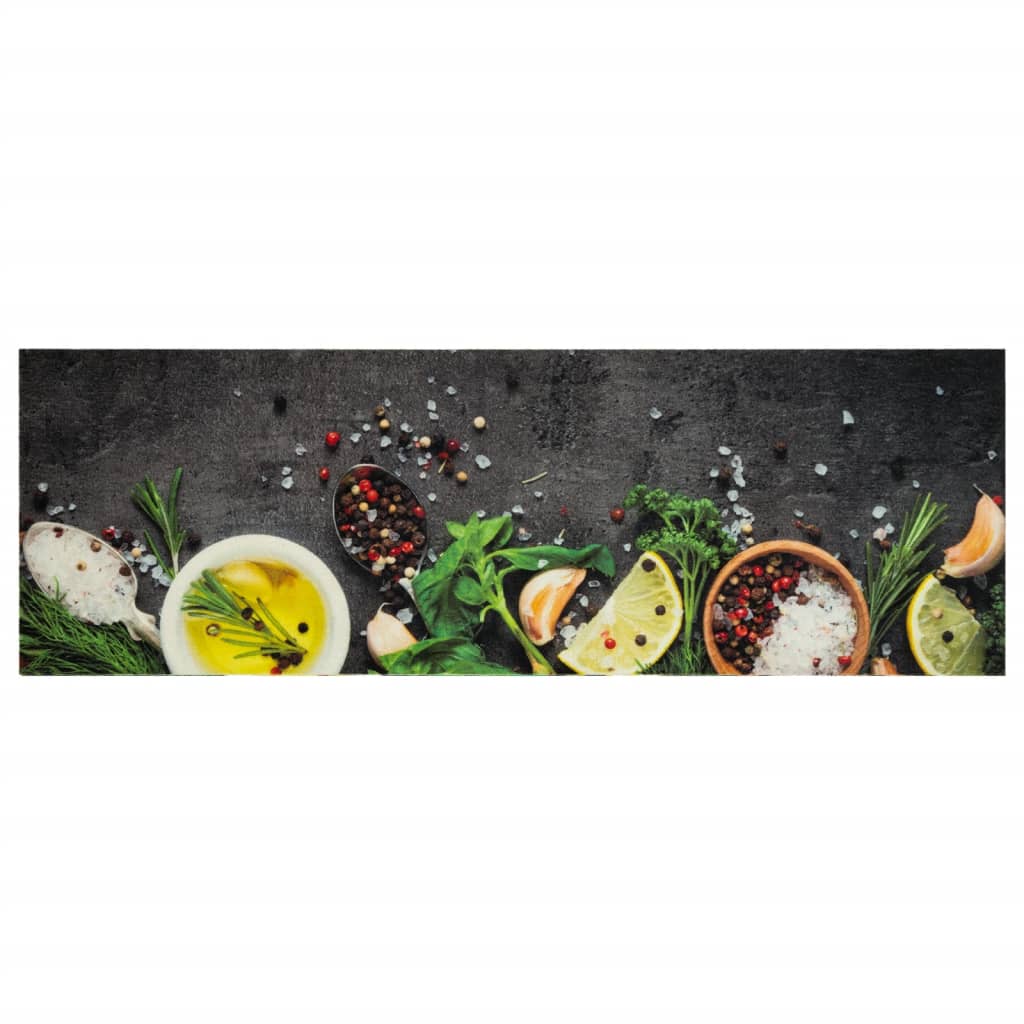 Alfombra de cocina | tapete para la cocina lavable terciopelo dibujo especias 60x180 cm cfw65202