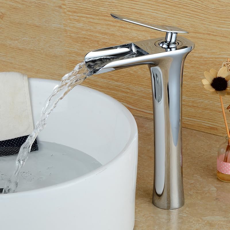 Nowoczesna bateria umywalkowa z efektem wodospadu, bateria łazienkowa odpowiednia do umywalki, bateria mieszaczowa do umywalki.
