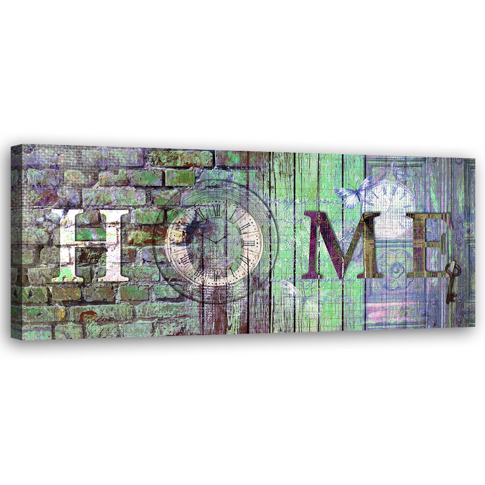 Obraz na płótnie, Napis Home zielony mur 120x40