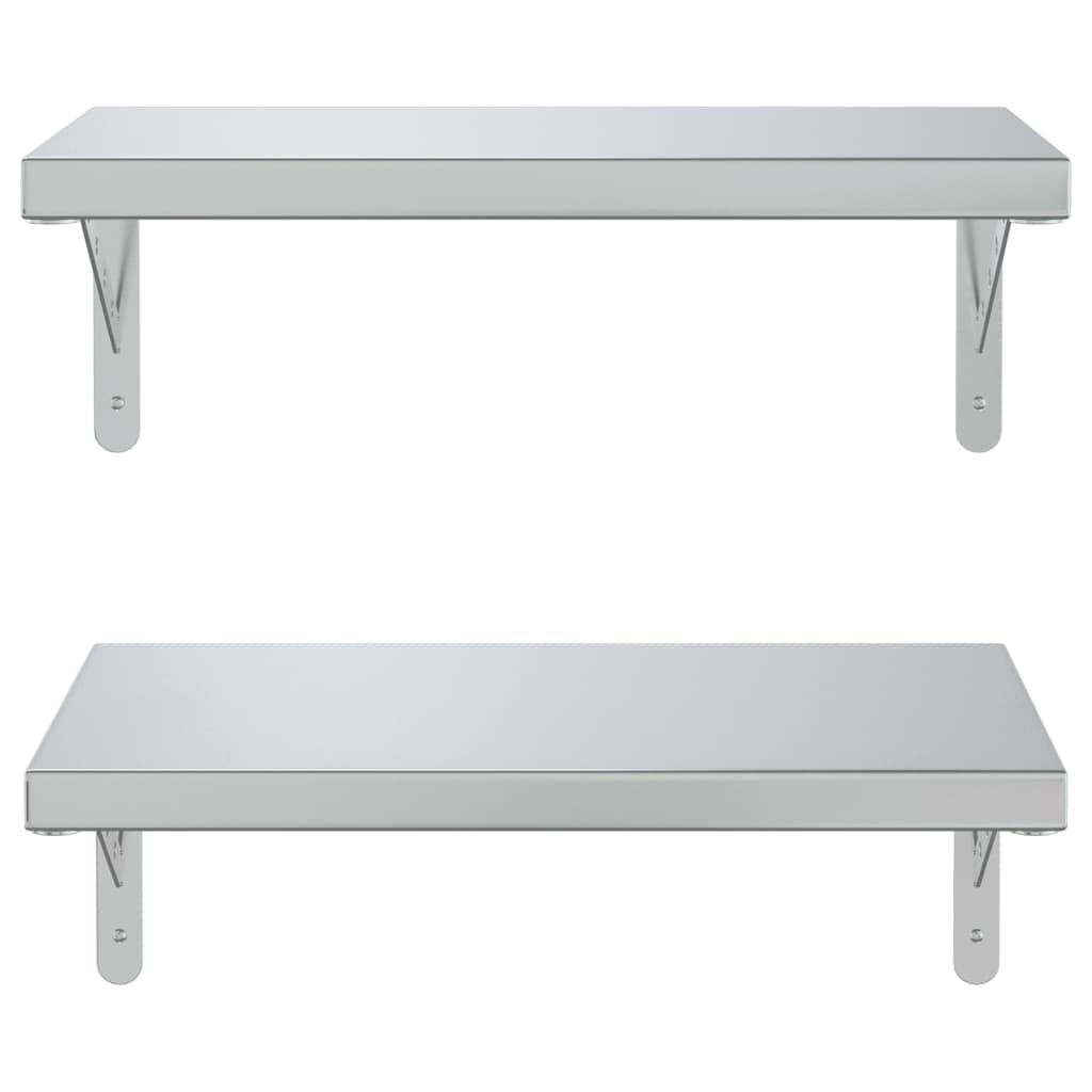 2 pcs Étagères murale | Étagère flottante | Étagères de rangements 50x30 cm argenté acier inoxydable CFW85311 - 5