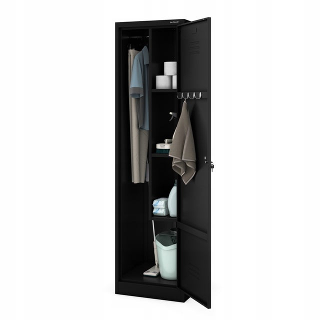 Armadio in metallo AGNES, nero, 500 x 1850 x 500 mm, con serratura a chiave unipunto