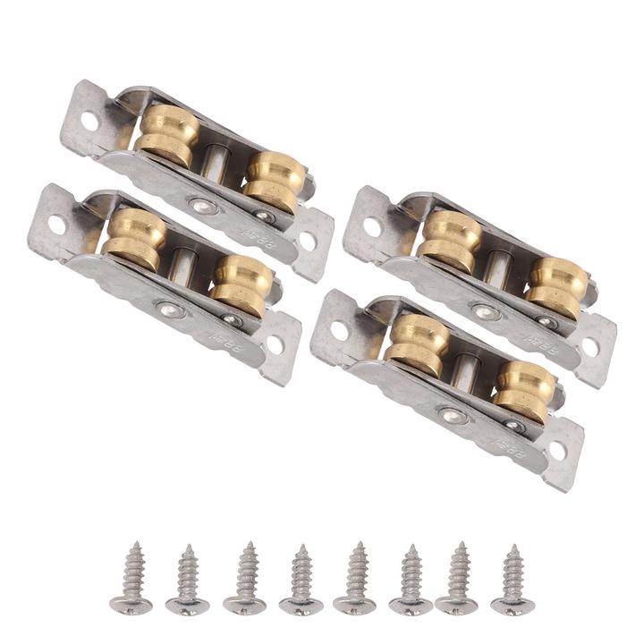 Conjunto de 4 roldanas de aço inoxidável para porta de correr com rolamentos. - 5