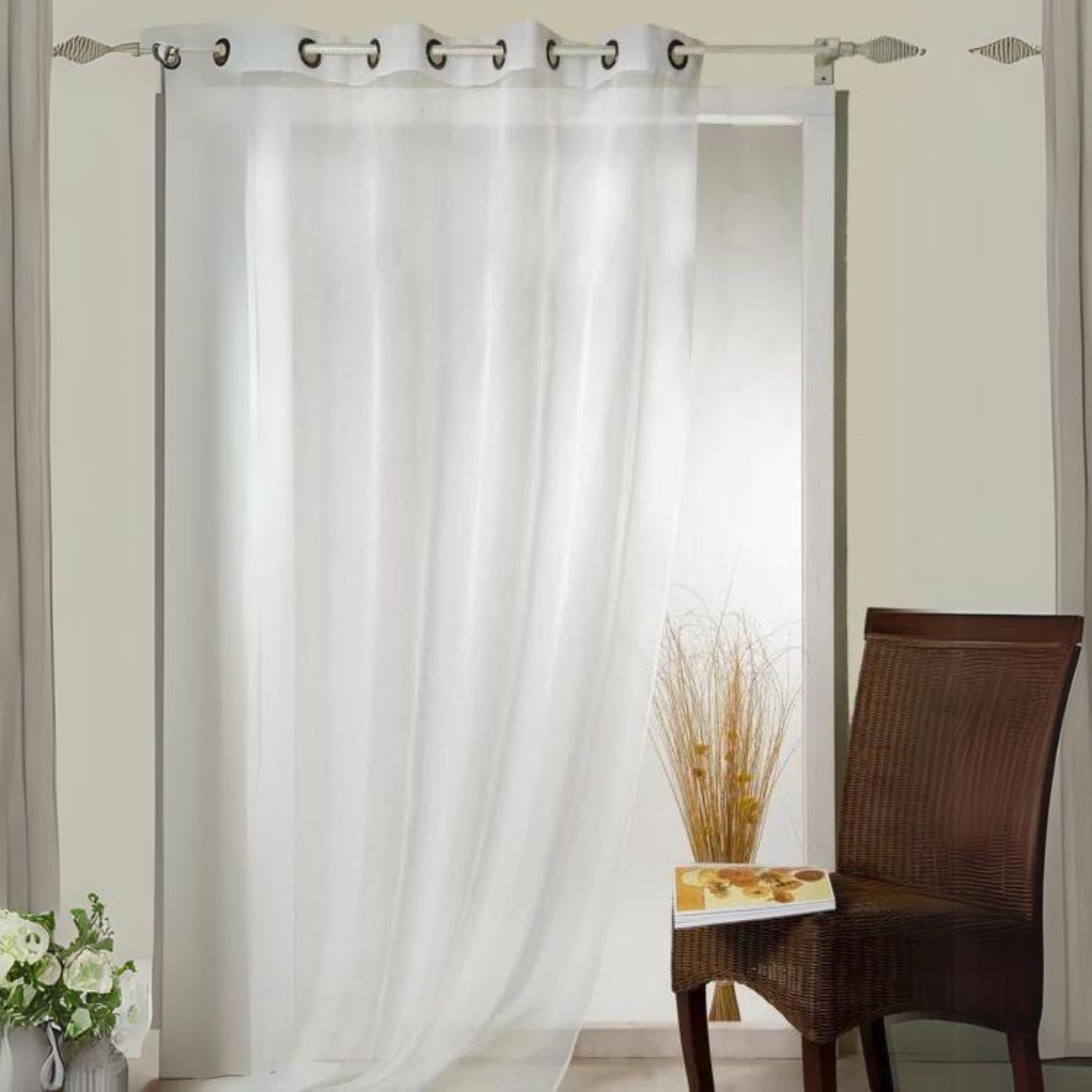 Exclusive Home Tenda Oscurante Forest Hill – Pannello Singolo Con Occhielli, Effetto Lino, 300x220 Cm, Bianco