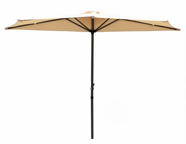 Mendler Ombrellone da parete balcone salvaspazio mezzaluna semicircolare Parla - 135x260x252cm azzurro con base