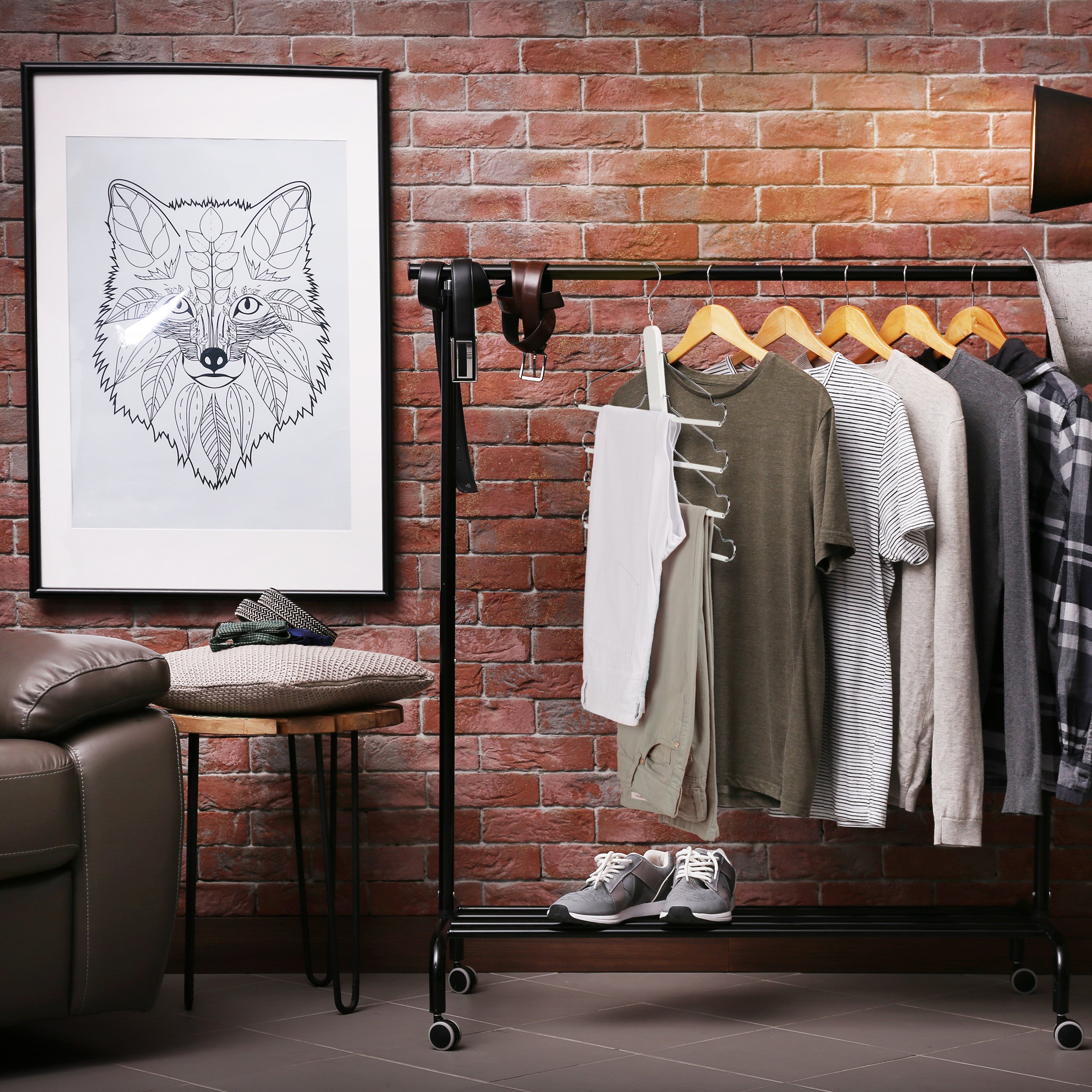 Cintre multiple, 4 x avec traverse pour pantalon, bois, métal, porte-chemises, peu encombrant, armoire, blanc, Relaxdays - 2