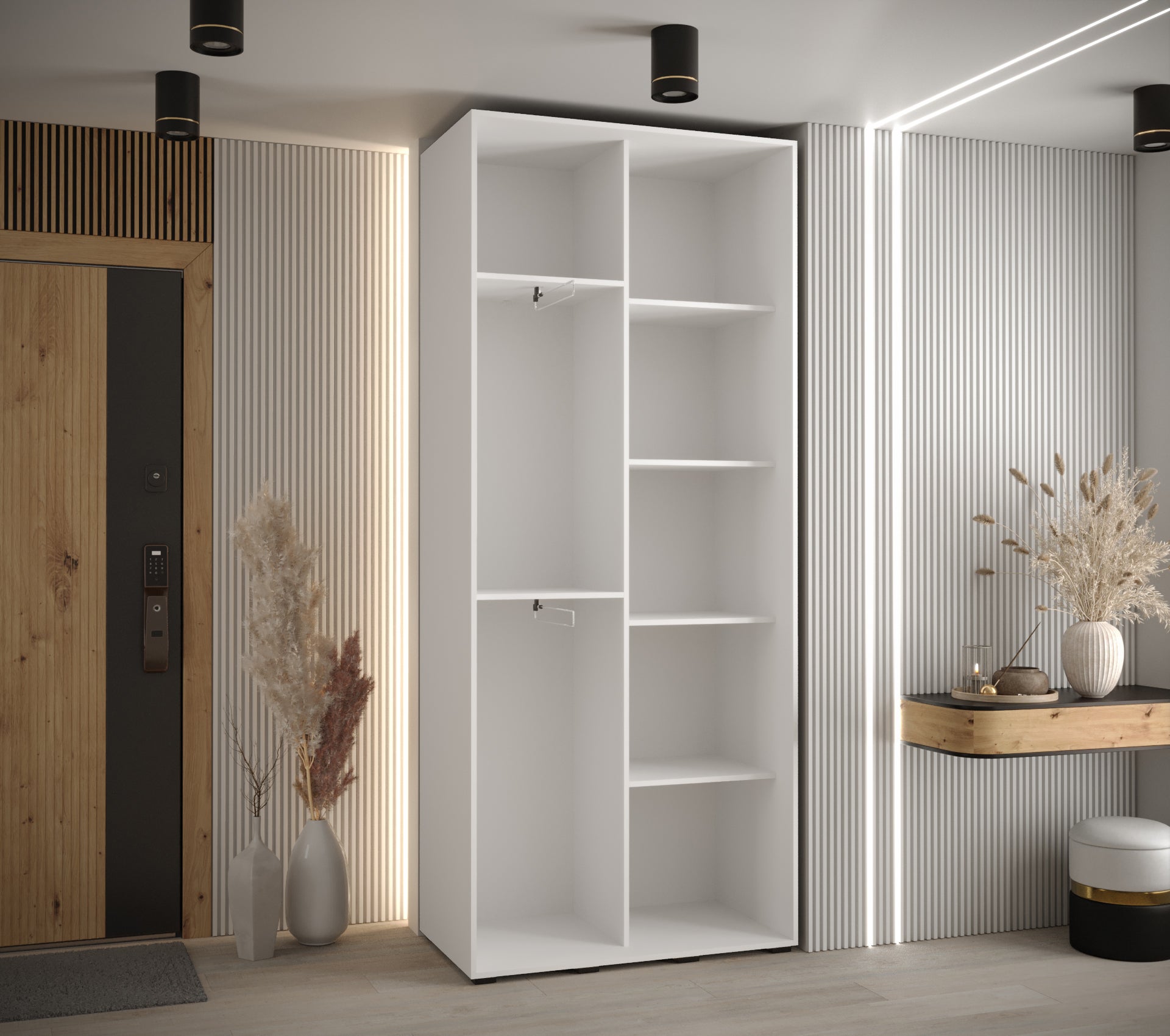 Szafa przesuwna z lustrem wysoka Davos 11 110 x 45 x 235,2 cm biały + biały + u. czarny - Abiks Meble - 4