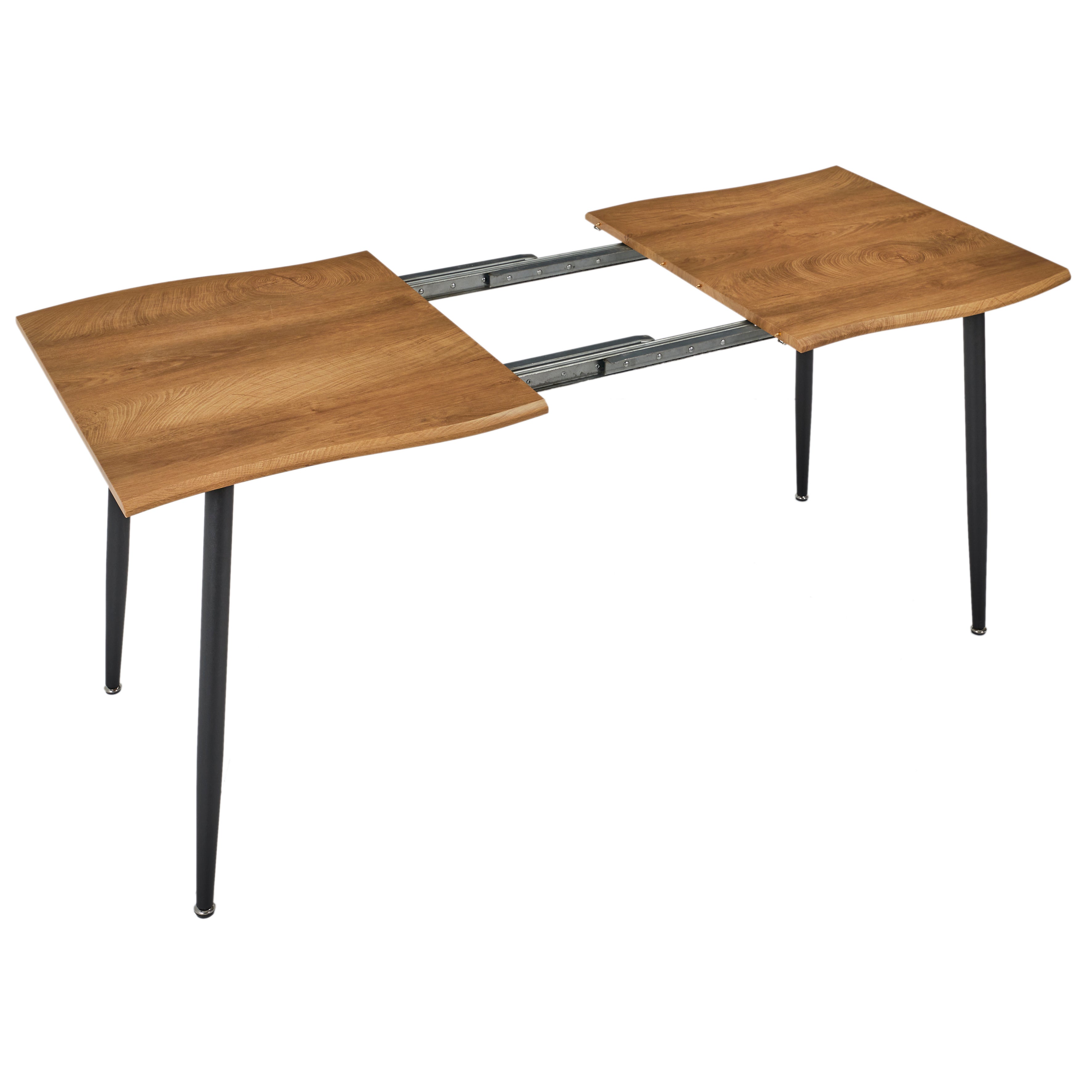 Table - Home Deco Factory - Abbott - Extensible - Bois Naturel Effet Chêne - Marron Et Noir - 5