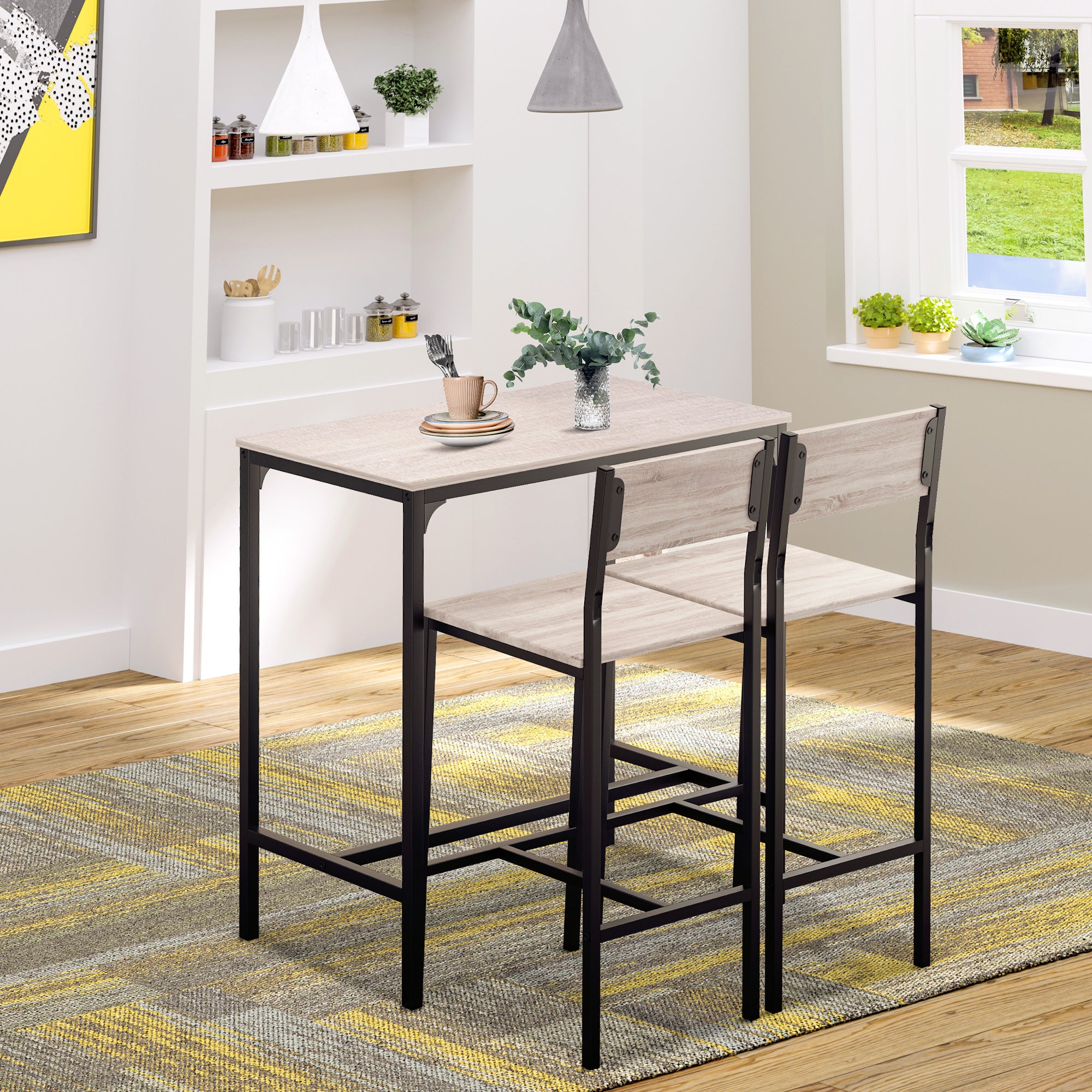 Conjunto de mesa de bar de estilo industrial con 2 taburetes ...