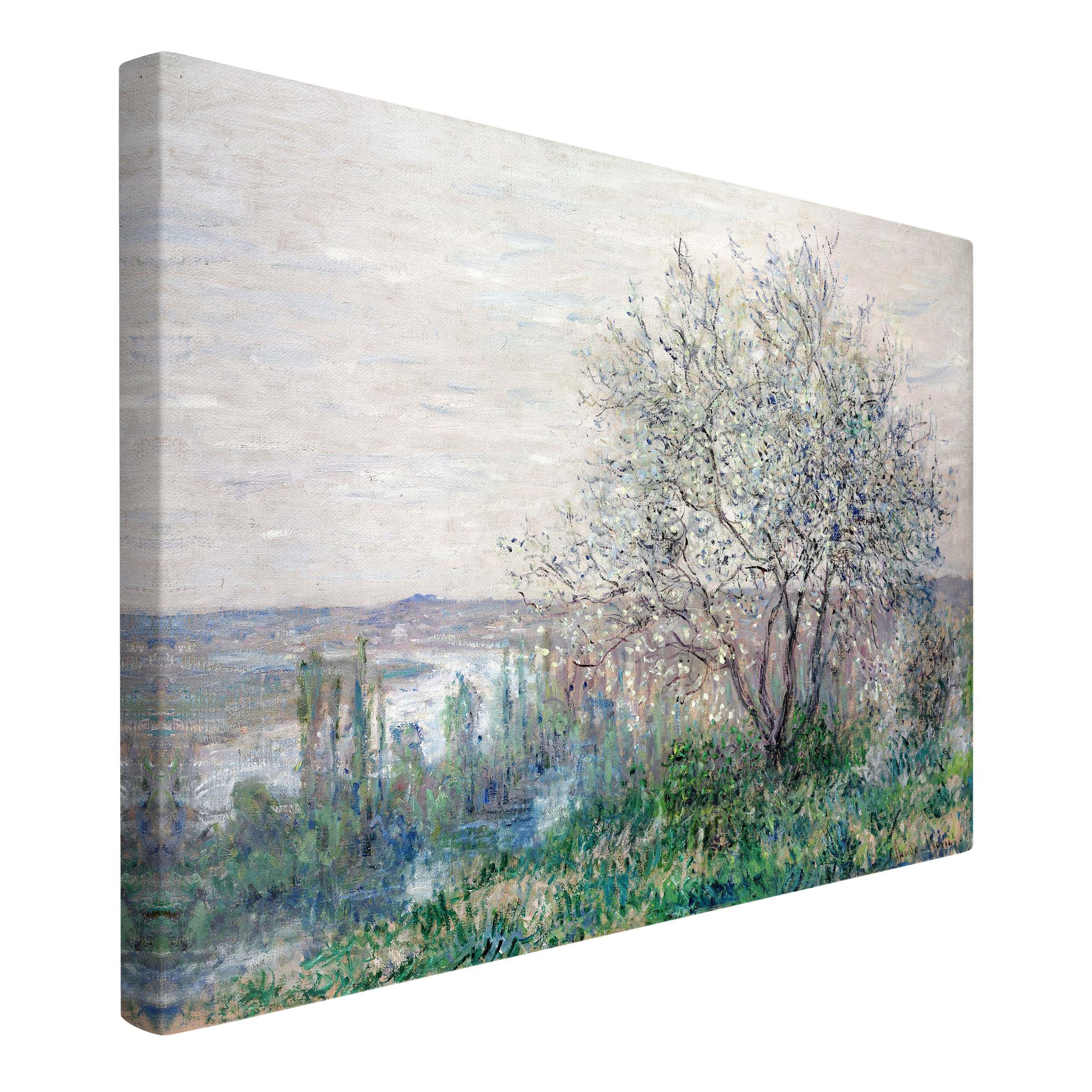 Impression sur toile tableau sur toile châssis beige Claude Monet arbres peinture 77 cuisine chambre à coucher salon couloir 90 x 60 cm - 4