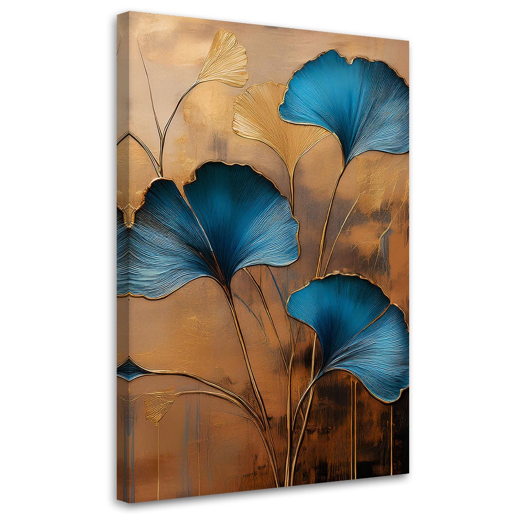 Obraz na płótnie, Kwiaty Ginko Botanika Art Deco 70x100