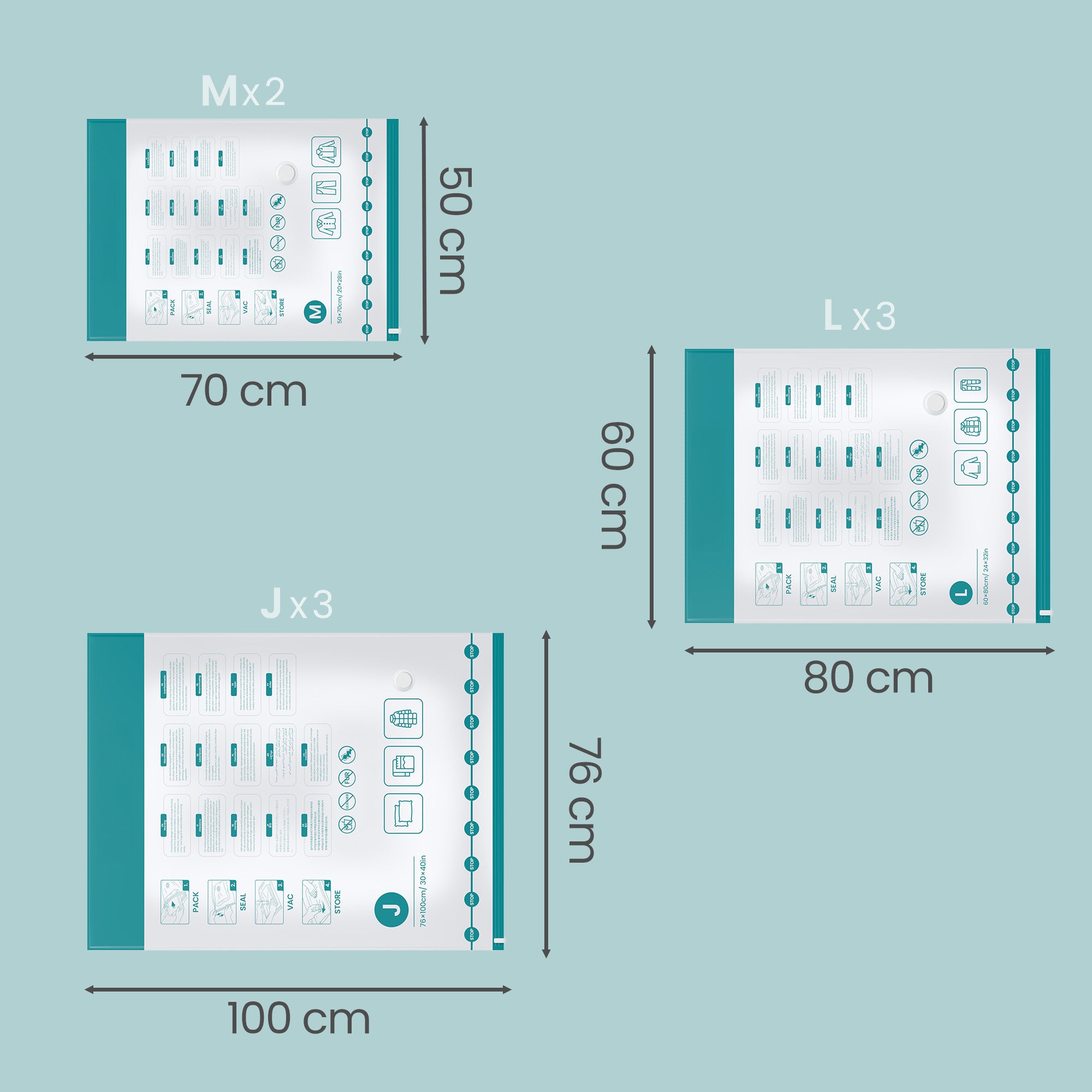 Sacs de Rangement sous Vide, Lot de 8, Réutilisables, Rangement pour Draps et Vêtements, Transparent - 5