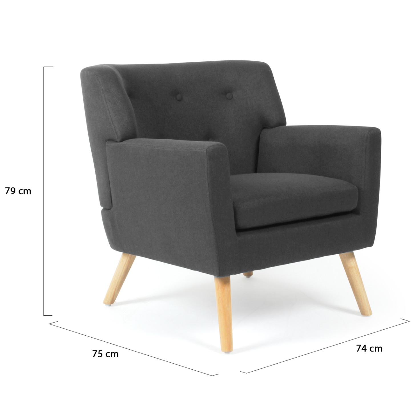 Fauteuil scandinave LIV en tissu gris anthracite - 5