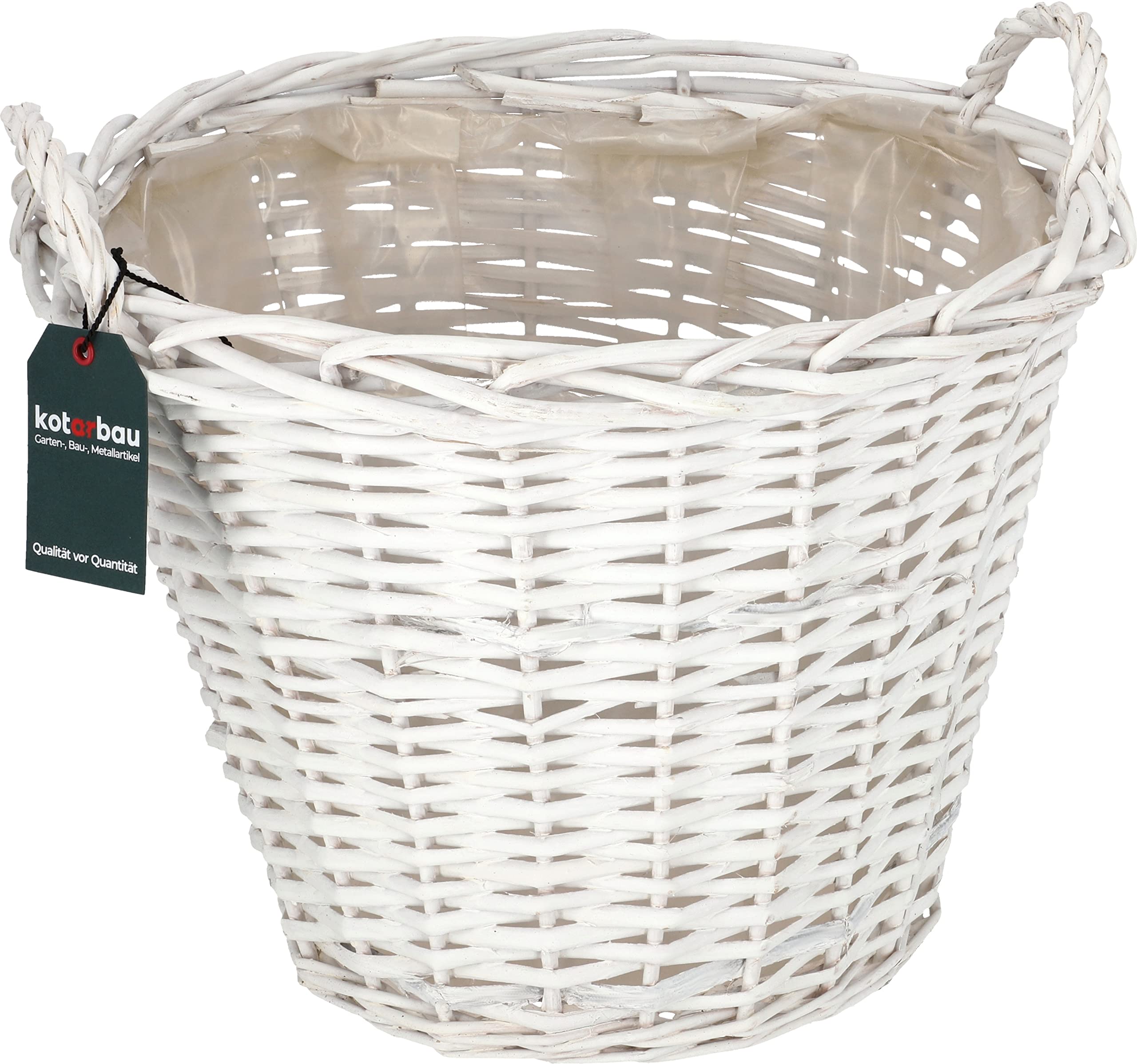 Kosz Wiklinowy na Kwiaty - ⌀ 38 cm - Doniczka Wiklinowa - Osłonka na Doniczkę - Rustykalna - Biała KOTARBAU