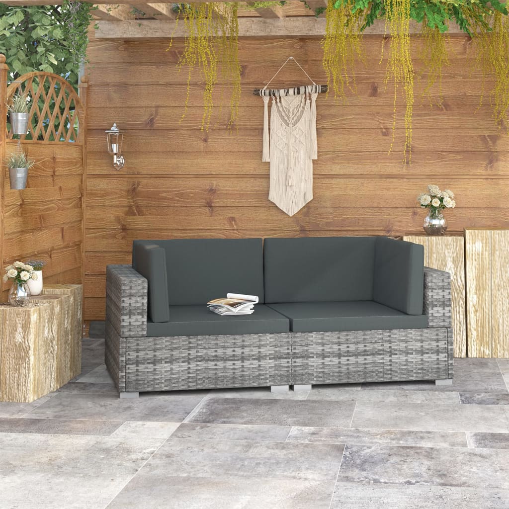 Maison Exclusive - Poltrone Modulari ad Angolo con Cuscini 2 pz Polyrattan Grigio - 6