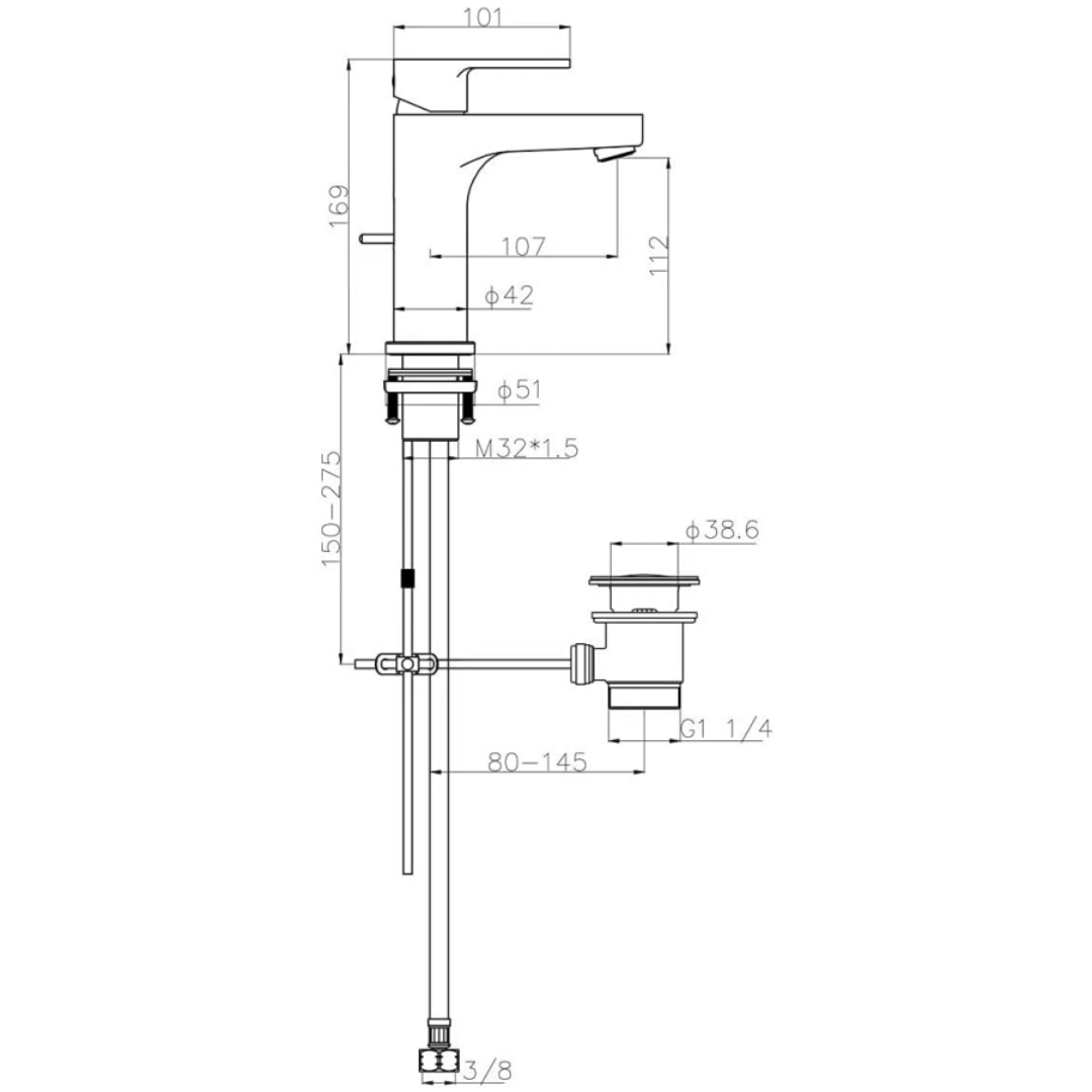 Mitigeur de Lavabo en laiton Robinet Salle Bain Laiton chrome Mitigeur Lavabo Eau Froide/Chaude Robinetterie pour Salle Bain - 7
