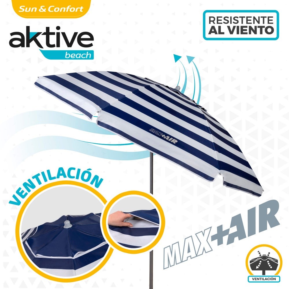 Aktive Sombrilla playa antiviento 8 varillas 220 cm marinera - 3