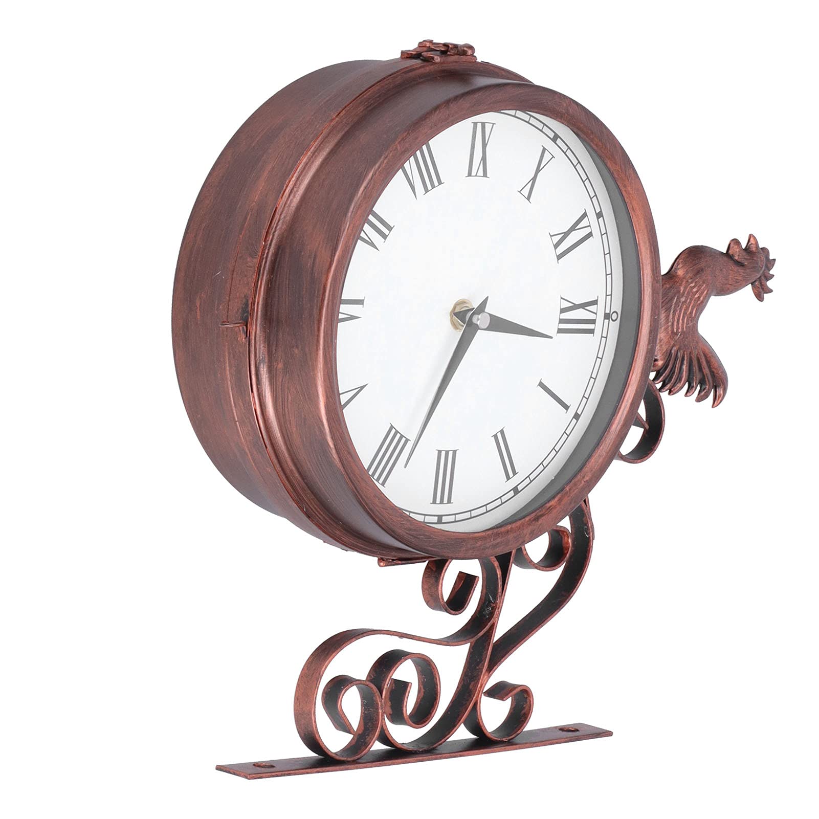 Relojes de pared vintage de cocina de granja, reloj de pared de hierro forjado, reloj de pared de latón antiguo de doble cara para decoración de comed