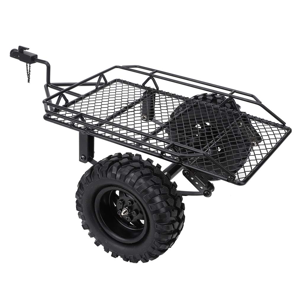 Remorque à Plat Métal RC – Double Essieu – Crochet – Support Stabilité – Capacité 3 Kg – Pour Crawler Et Robot