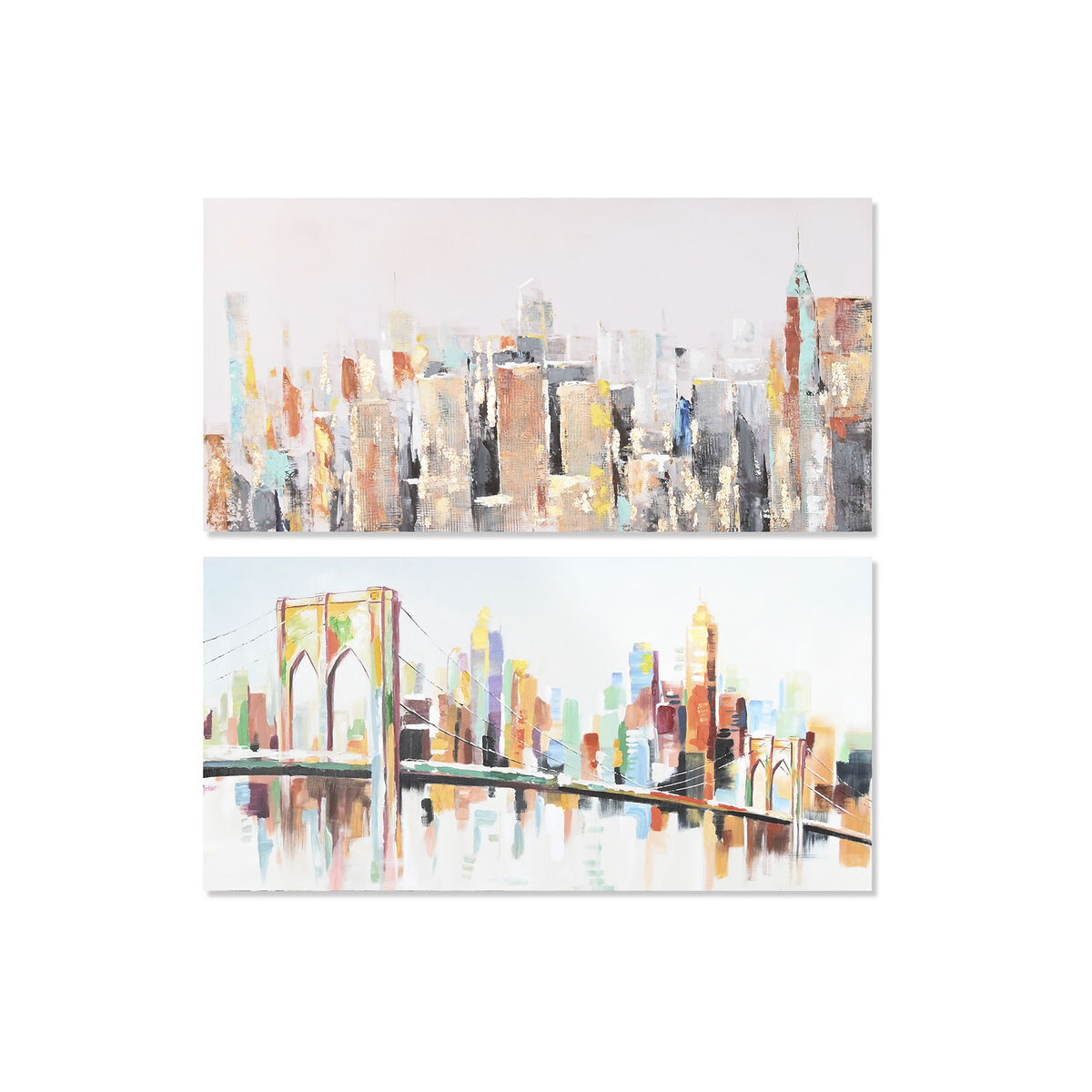 Cuadro dkd home decor 140 x 3,7 x 70 cm nueva york vintage (2 unidades)