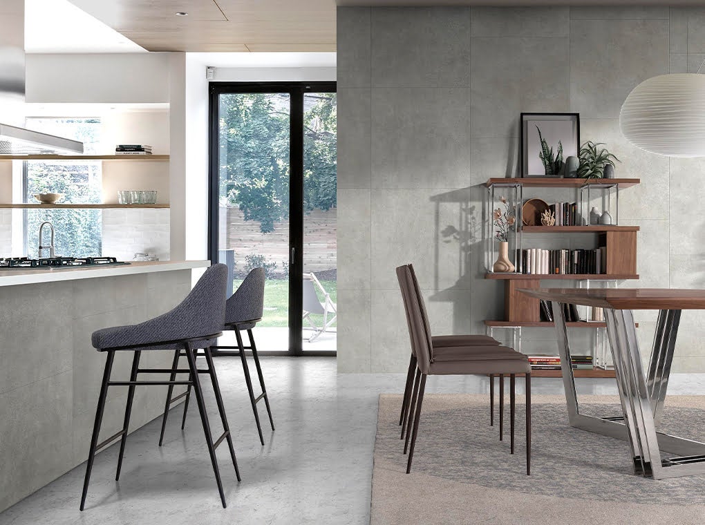 Taburete tela gris 49 x 53 x 90 cm - 4