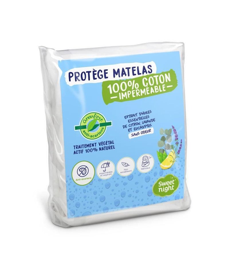 Protège Matelas SWEET NIGHT Fresh And Dry 90x190cm - Alèse Imperméable Et Respirante - Lavable 90°C