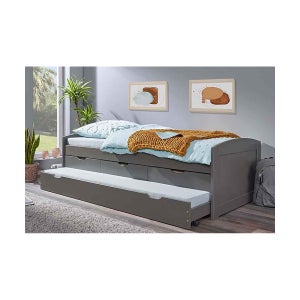 Divano Letto In Legno Massello 90x200 Cm – Con Letto Estraibile, 2 Cassetti E Rete A Doghe, Per Bambini E Adulti