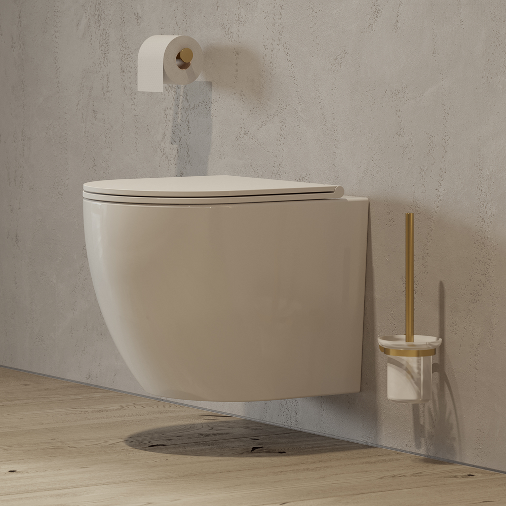 Porte Rouleau Papier Wc Ou Serviettes Modern Project doré Brossé Matière Laiton - 2