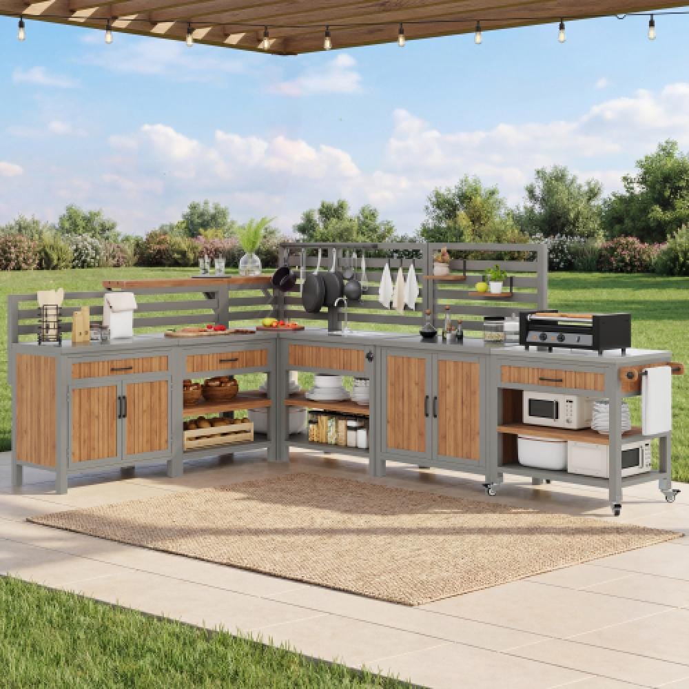 Table D appoint BBQ Meuble De Jardin Mobile Inox R sistant Aux table-d-appoint-bbq-meuble-de-jardin-mobile-inox-r-sistant-aux