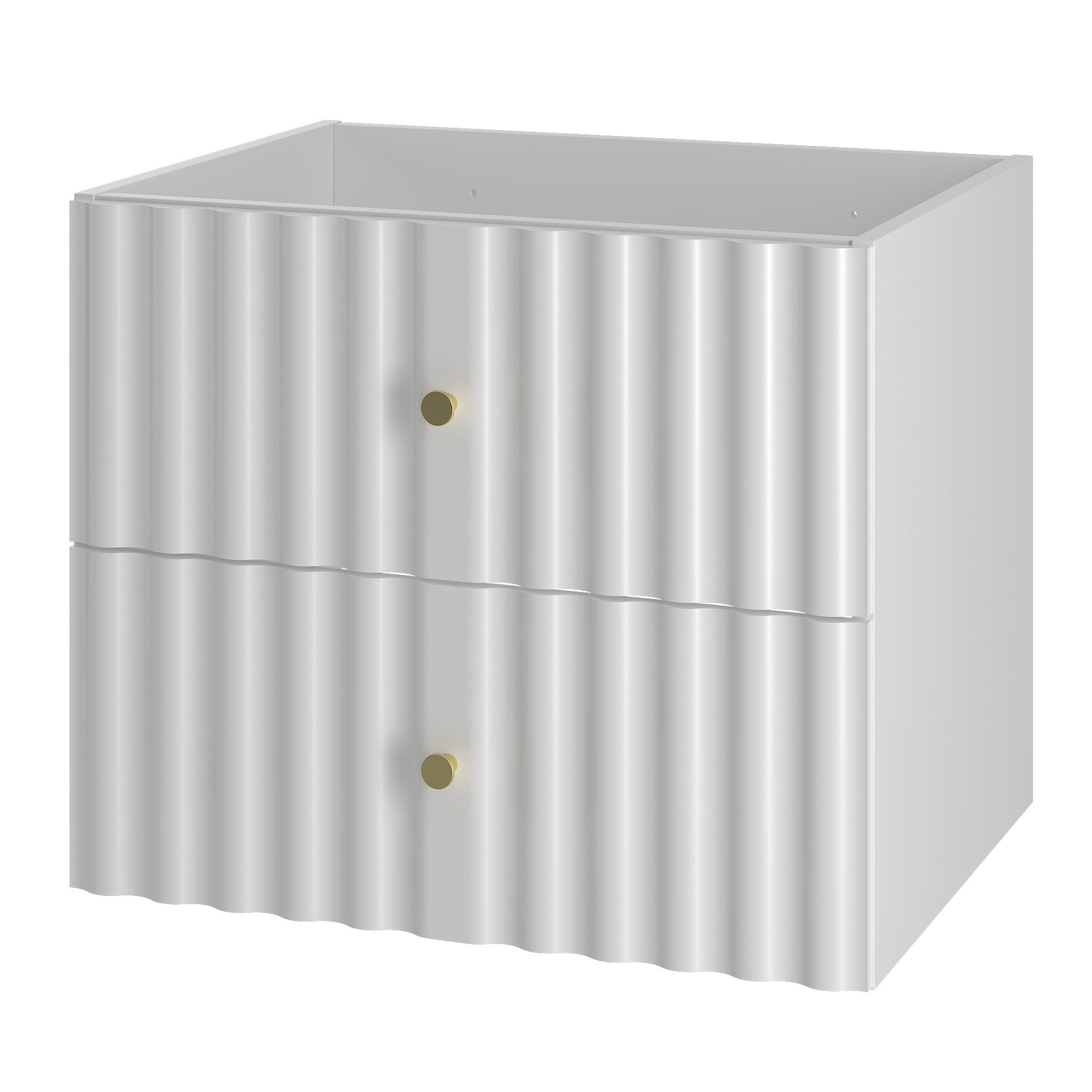 Szafka łazienkowa AQUA 60 cm biała ryflowana fronty złote uchwyty