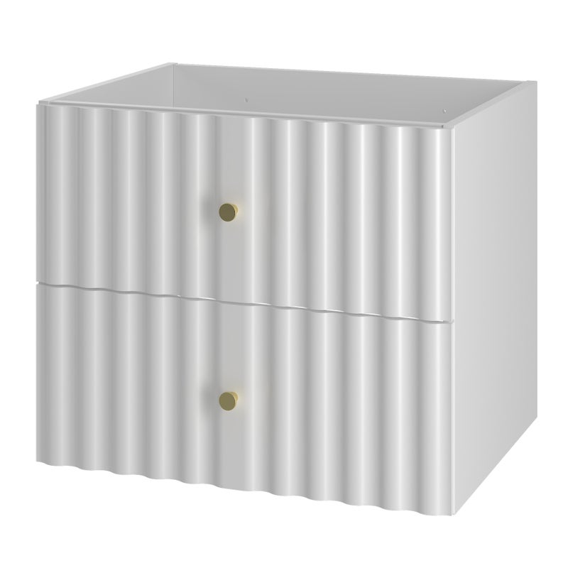 Szafka łazienkowa AQUA 60 cm biała ryflowana fronty złote uchwyty