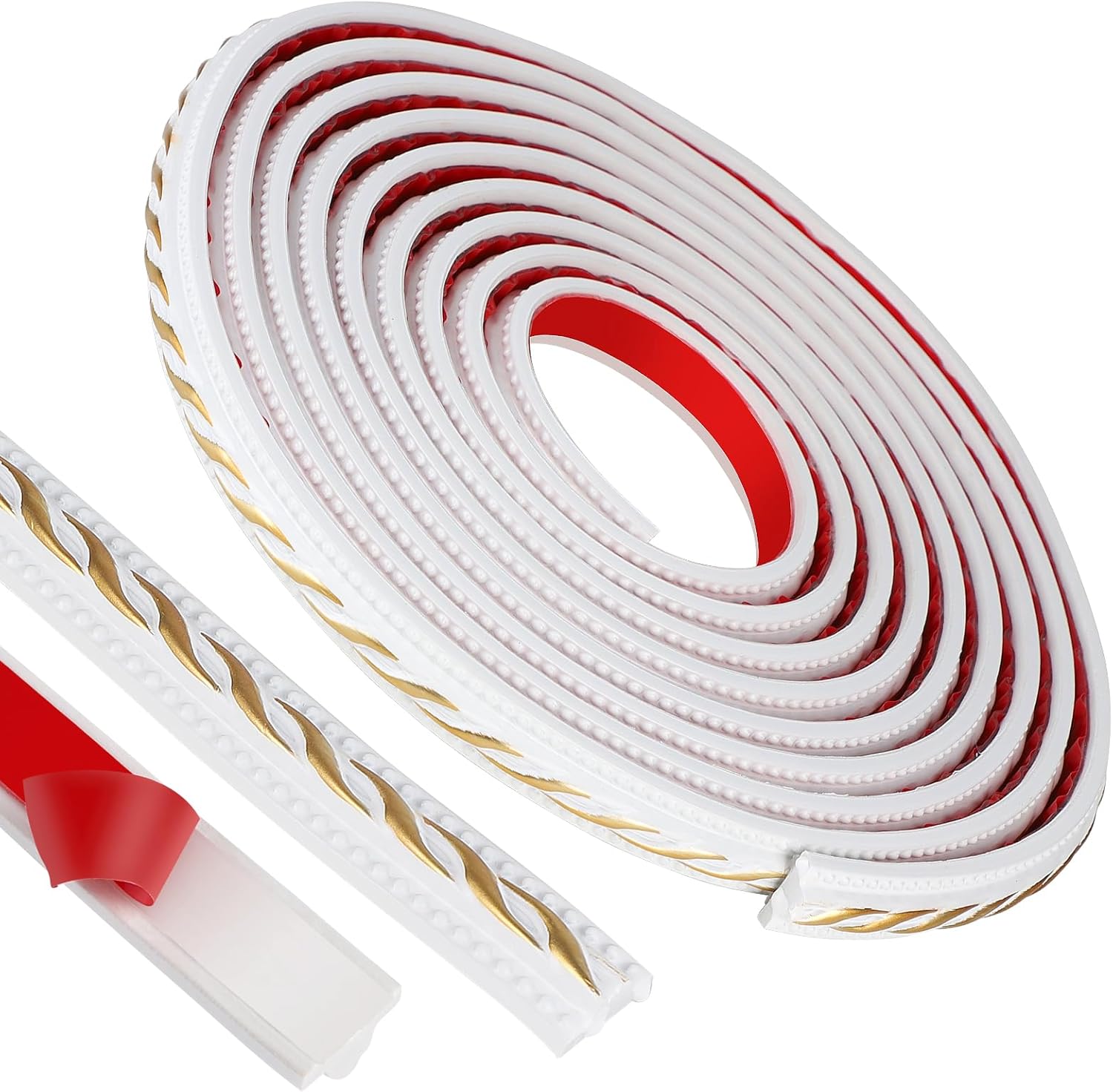 Elastyczna samoprzylepna listwa wykończeniowa z PVC, 2 cm x 5 m, do szafek, luster, ścian, drzwi, biało-złota