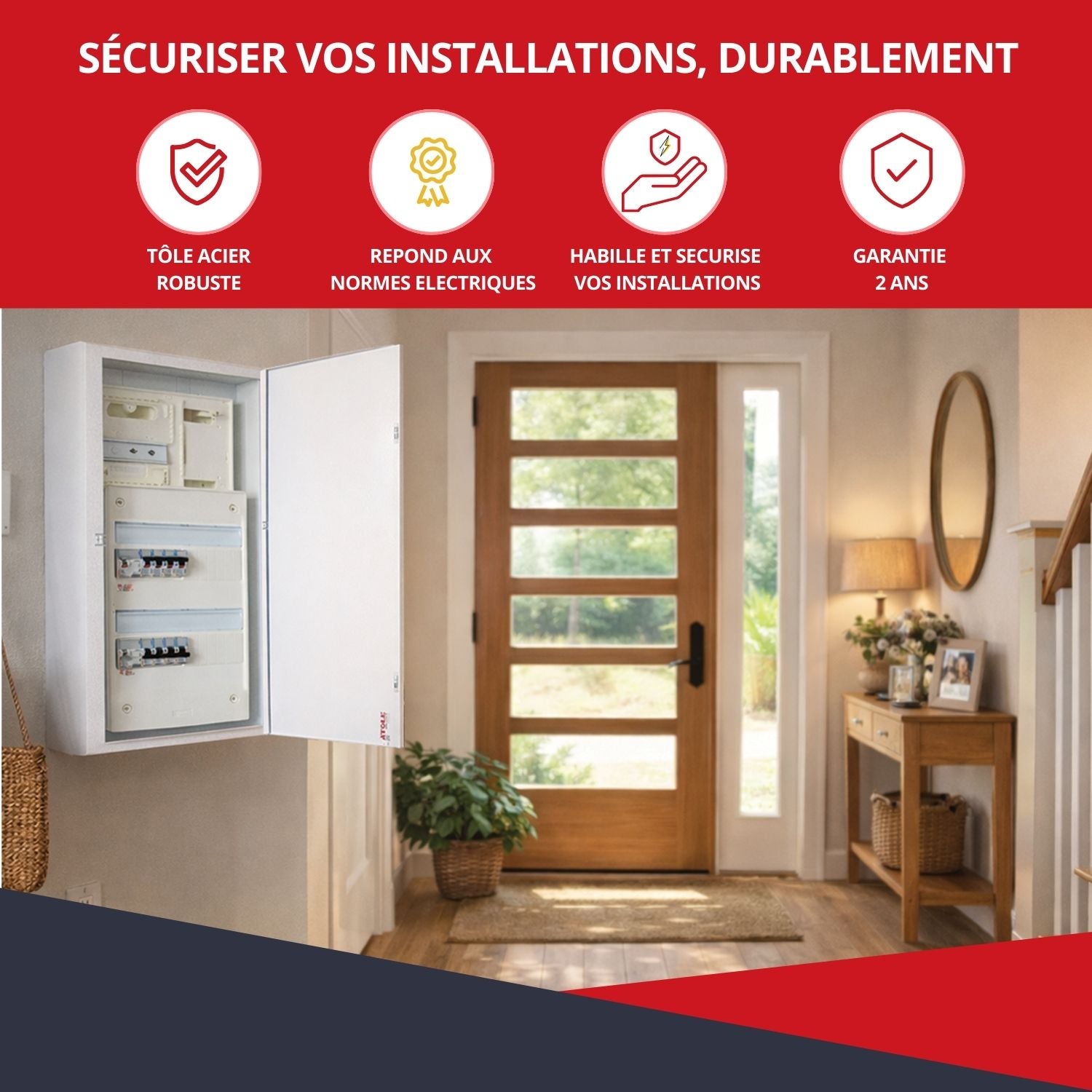 Coffret d'habillage ATOLE 13 modules en acier blanc pour tableaux électriques - H 67 x L 34 x P 14 cm - Réf. RCH200 - 8