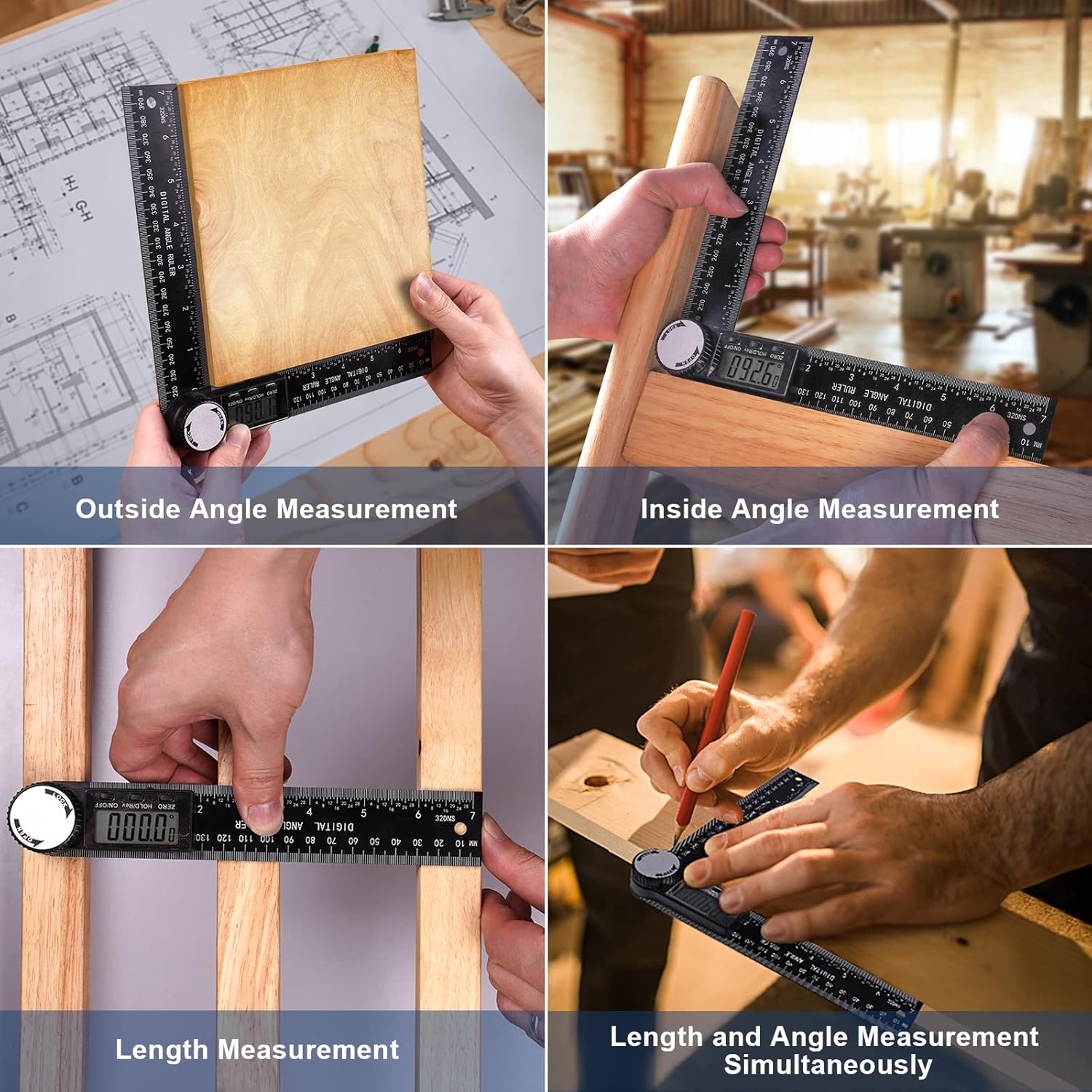 Goniometro digitale, inclinometro digitale, strumento di misurazione dell'angolo, righello angolare con display LCD per la riparazione di costruzioni - 3