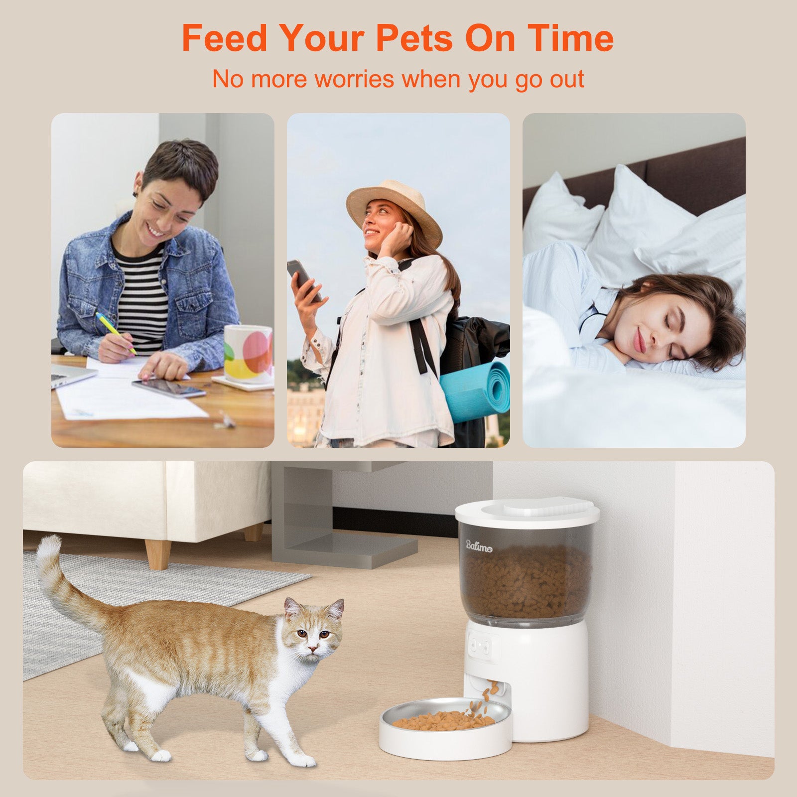 Balimo 3L Distributeur Croquettes Chat Automatique 2.4G WiFi, 1-10 Repas par Jour, Blanc - 8