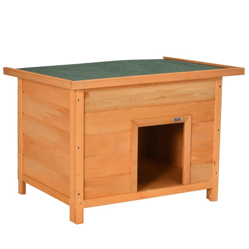 Canisa de exterior pentru câini, nișe din lemn pentru câini cu acoperiș asfaltat cu balamale, 82 x 58 x 58 cm