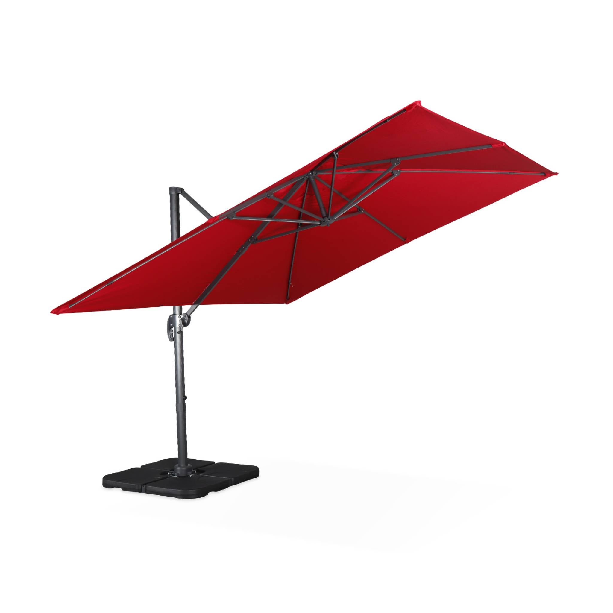 Sombrilla cuadrada 3x3m, Rojo - 5