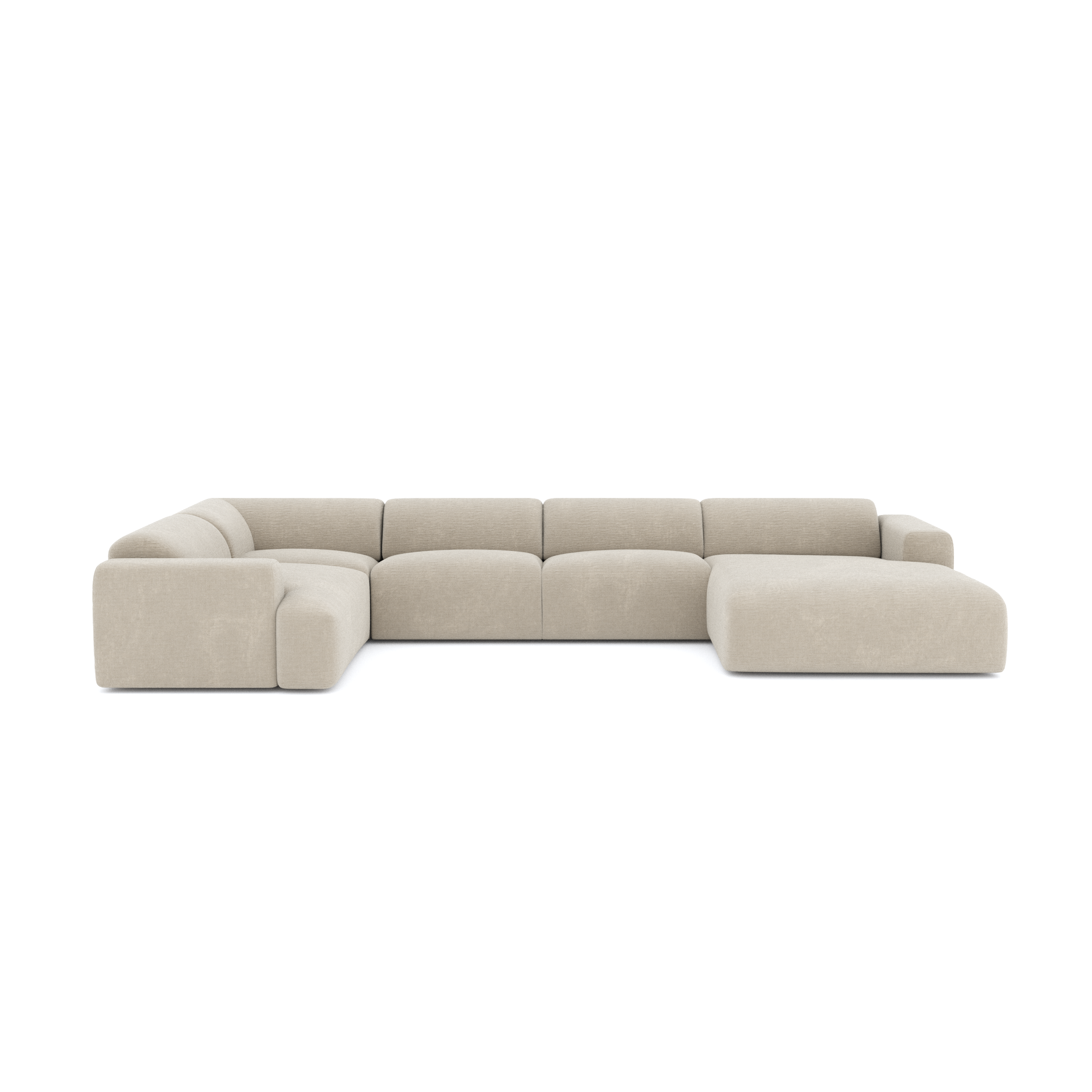 Canapé panoramique droit MYRA Velours texturé Beige | Leroy Merlin