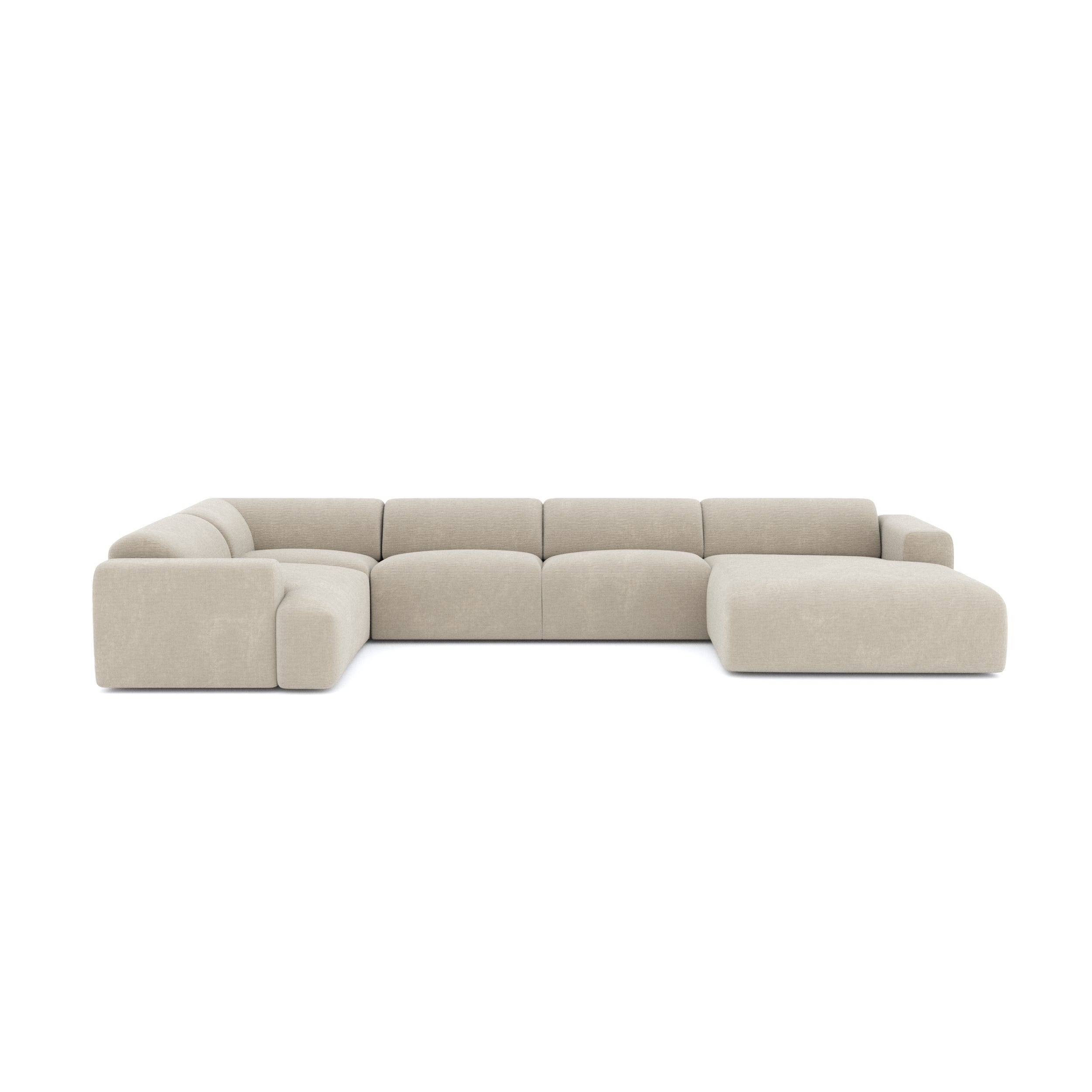 Canapé panoramique droit MYRA Velours texturé Beige | Leroy Merlin