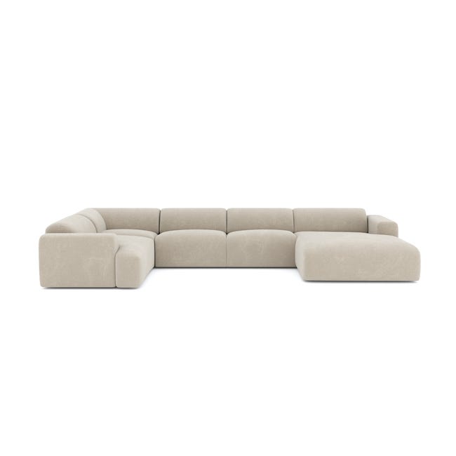 Canapé panoramique droit MYRA Velours texturé Beige | Leroy Merlin