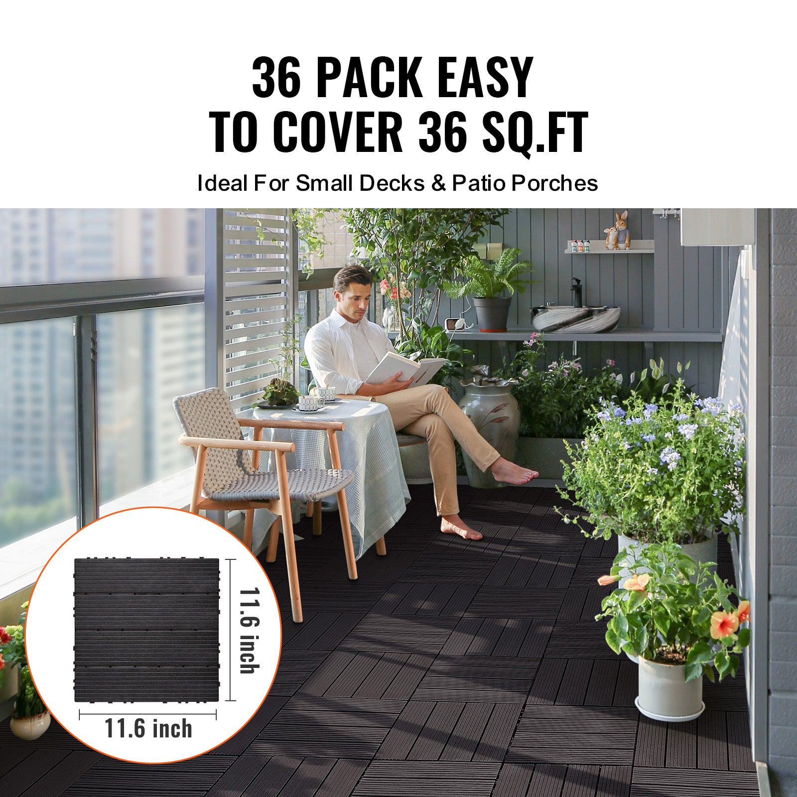 Dalles de terrasse emboîtables,lot de SucceBuy 36,12