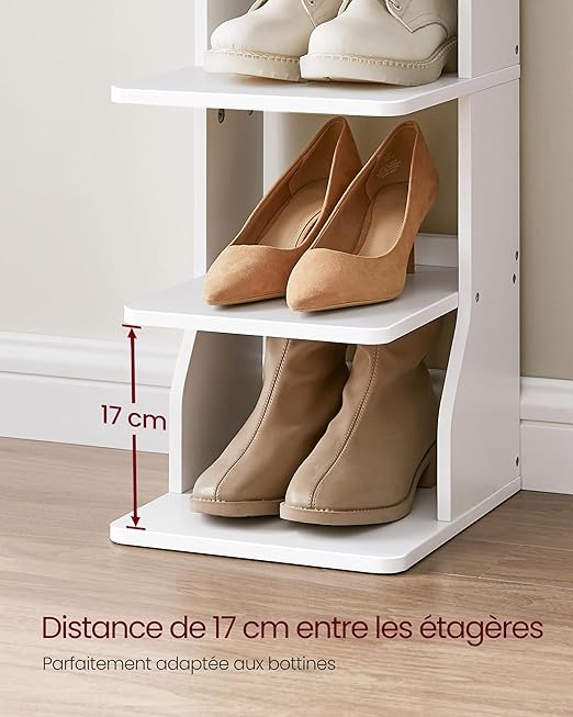 Étagère à Chaussures Fine, Meuble de Rangement sur Pieds 7 Niveaux, Gain de Place, pour Entrée, Coin, Rangement Chaussures, Blanc - 4