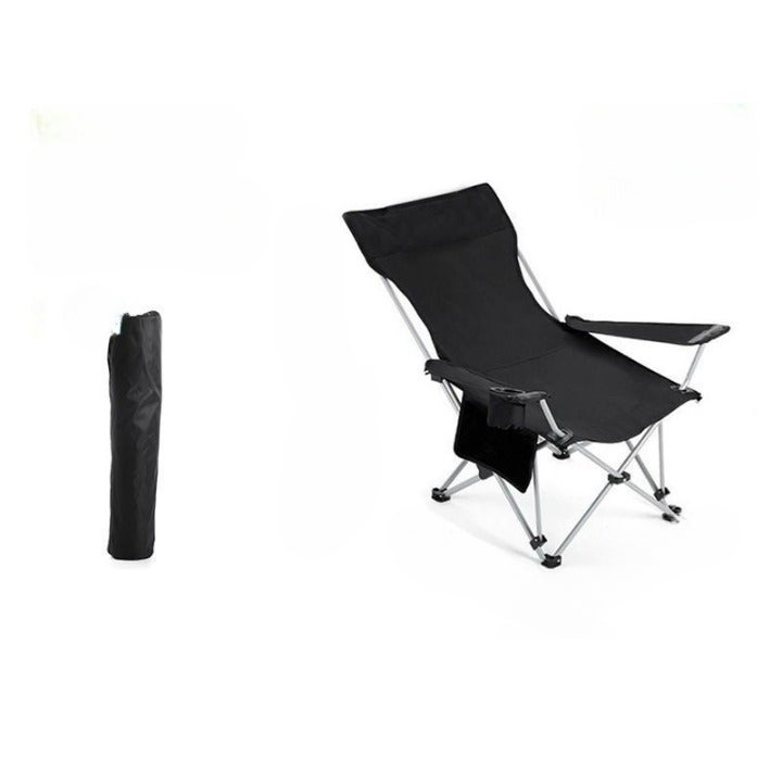 Lekki składany fotel wypoczynkowy, przenośny fotel kempingowy, krzesło plażowe, do wędkowania i wypoczynku w domu, czarny, 50*50*90 cm