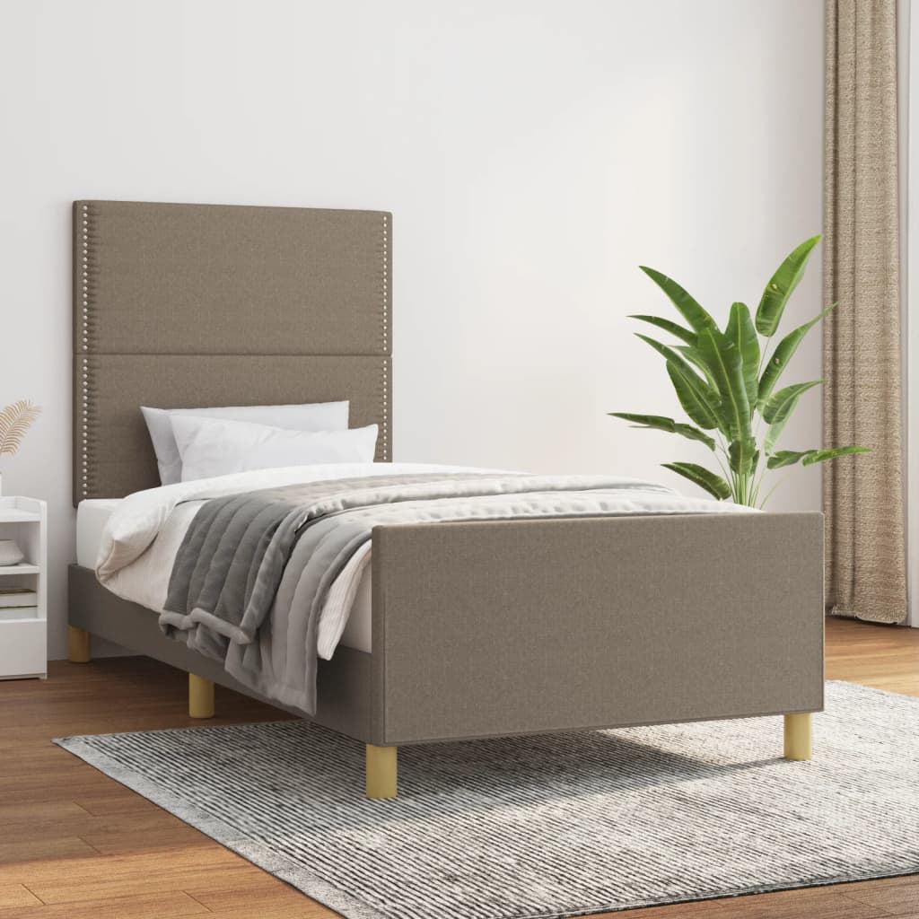 Rama łóżka bez materaca Taupe 90x190 cm Tkanina vidaXL