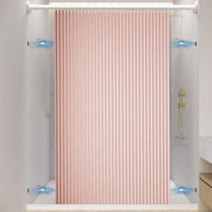 Popkozzi Rideau De Douche Rose Pâle : 214 Cm De Long Rideau De Douche En Tissu Brillant Brillant Pour Salle De Bain – Rideau De Bain En Satin Brillant