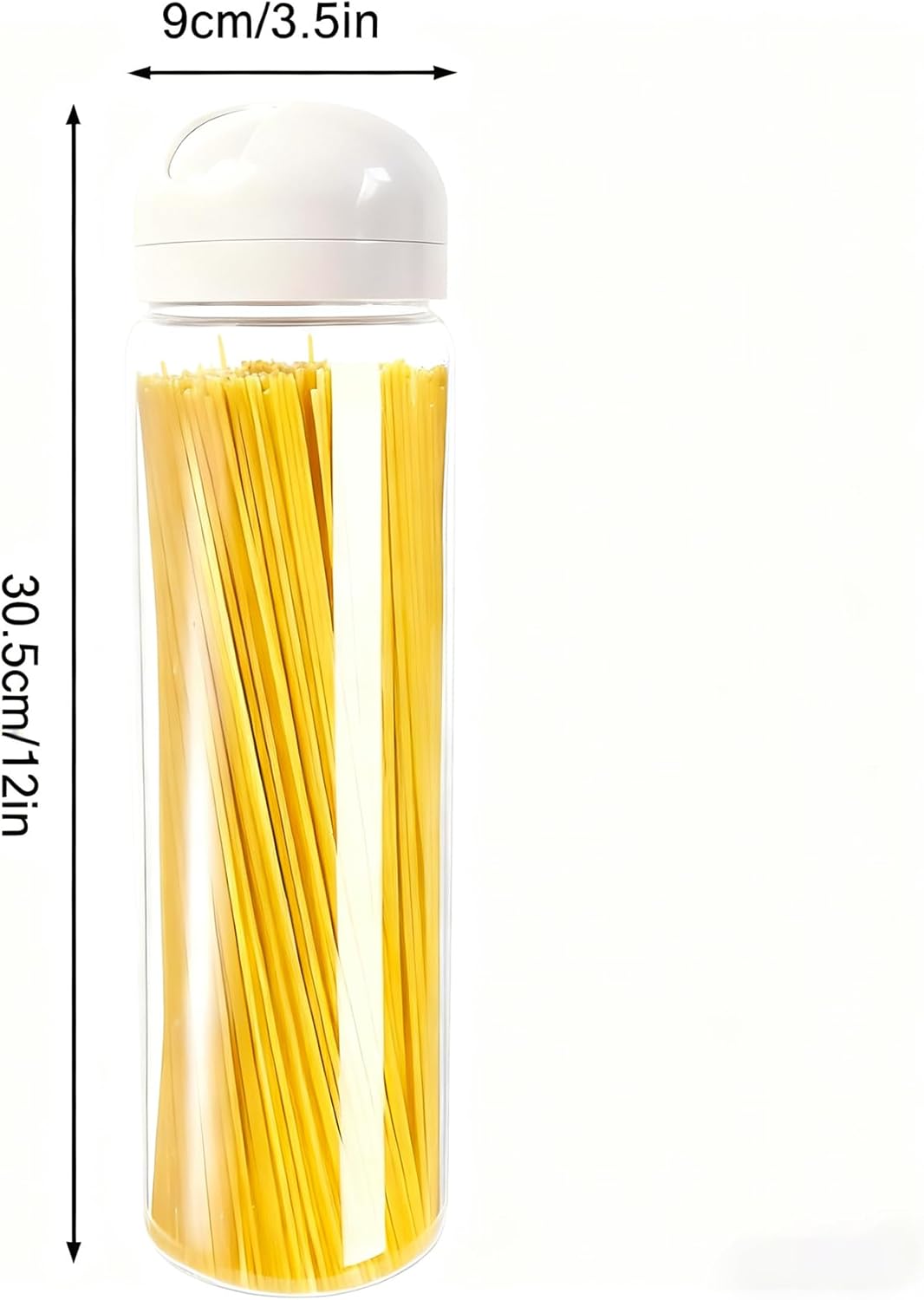 Pojemnik na spaghetti ze szkła borokrzemianowego o pojemności 1,4 l – z hermetyczną pokrywką i miarką – przezroczysty szklany słoik na makaron