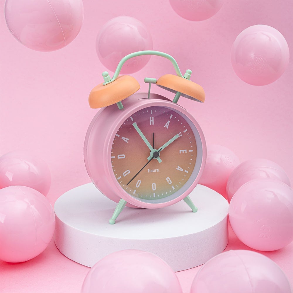 Réveil Analogique Avec Lampe De Nuit - Silencieux (pas De Tic-tac), Fonction Snooze - Métal, Couleur Rose