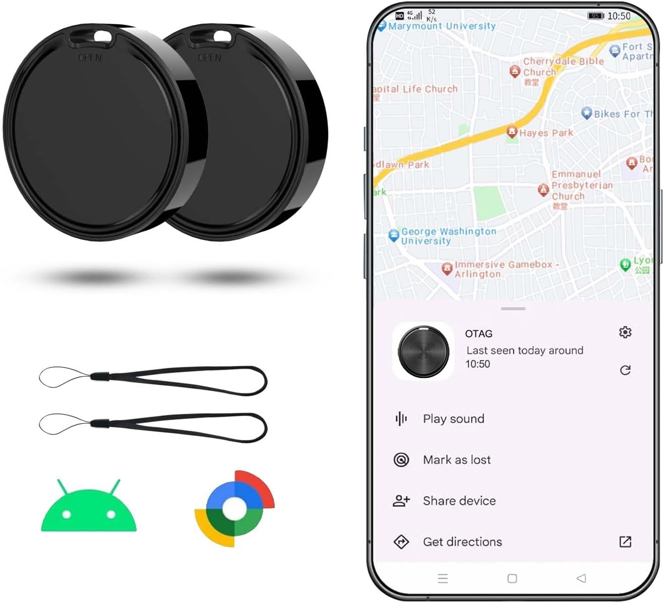 Paquete de 2 Air Tags para Android, Air Tags para Android, versión con ...