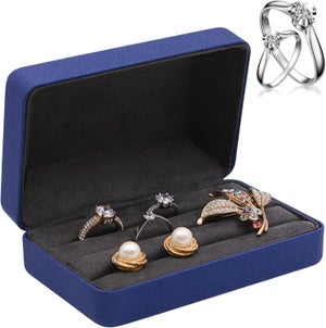 HAPPINNO Scatola organizer per gioielli, piccola custodia da viaggio, mini espositore a doppio strato, per anelli, orecchini, collane, bracciali, migliore confezione regalo per ragazze, madri, donne